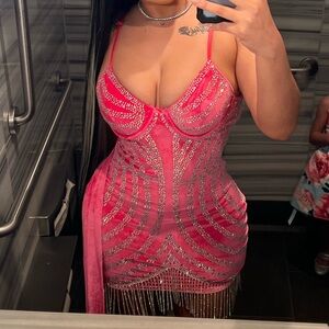 Elegant Pink Embellished Dress